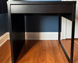 Small Black Laminate Desk with Drawer.