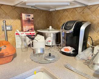 Small Appliances - Keurig, CrocPot & KitchenAid Hand Mixer.
