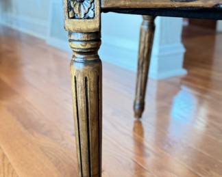 Walnut Finish Linen Upholstered Fauteuil Chair - Only One. Photo 3 of 3.