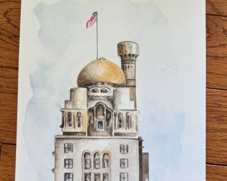 Print of Hotel Inter-Continental Watercolor.
