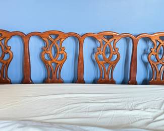 Vintage Baker Furniture Chippendale-Style Carved Mahogany Headboard. Photo 1 of 2.