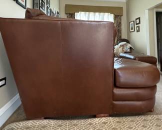 Mid-Century / Hollywood Regency Style Leather Sofa with Right Facing Chaise. Photo 2 of 2.
