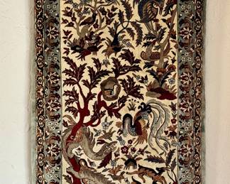 Persian Tapestry with Rod and Mounting Brackets. Photo 1 of 4.