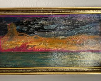 "Sunset Spilling Into River 2" Original Oil Painting by Tom Rolls.