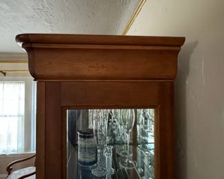 National Mt. Airy Chestnut Finish French Provincial Bookcase / Cabinet with Glass Shelves, Mirrored Back and Interior Lighting. Photo 3 of 3.