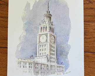 Print of The Wrigley Building Watercolor.