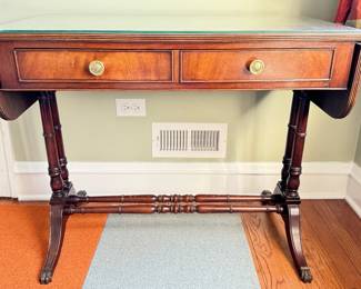 Regency Style Mahogany Pembroke Table With Faux Bamboo Legs & Double Drawers. Measures 25" - 33" W x 19" D x 27.5" H. Photo 1 of 4.
