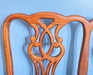 Vintage Baker Furniture Chippendale-Style Carved Mahogany Headboard. Photo 2 of 2.