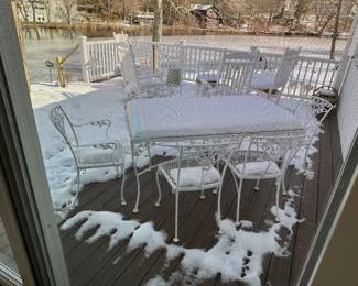 Outdoor White Wrought Iron Dining Set