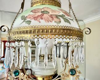 Electrified antique oil lamp chandelier 