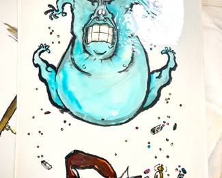 W. B. Park magazine proof - original ink & watercolor - losing weight