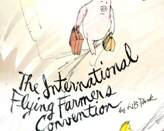 W. B. Park magazine proof - original ink & watercolor - International Flying Farmers Convention
