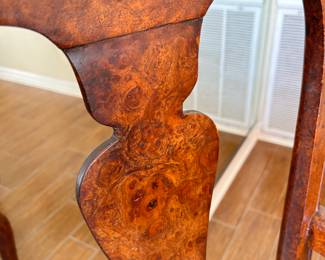 Large antique Duncan Phyfe-style dining table with two leaves (only one is shown) and eight chairs. Chair bottoms easily removed to recover.