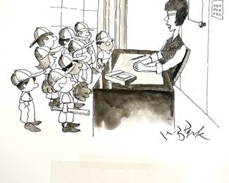 W. B. Park magazine proof - original ink & watercolor - sports batting order