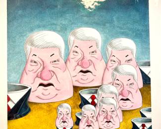 W. B. Park magazine proof - original ink & watercolor Boris Yeltsin Russia
