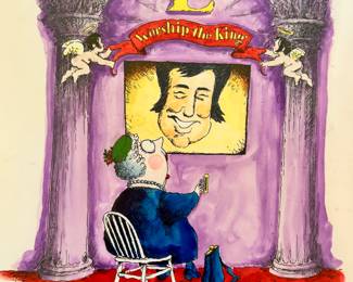 W. B. Park magazine proof - original ink & watercolor - pay a coin to worship Elvis