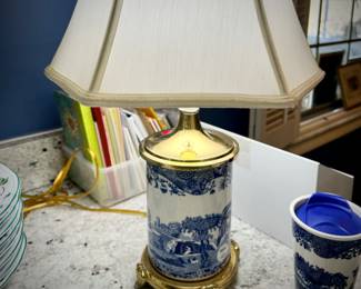 Spode "Italian Countryside" table lamp and portable coffee cup 