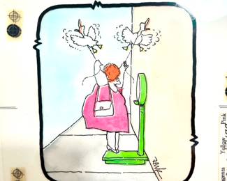 W. B. Park magazine proof - original ink & watercolor - losing weight the easy way
