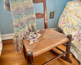 Vintage rocking chair with rush seat