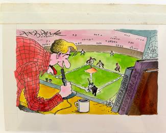 W. B. Park magazine proof - original ink & watercolor - sports announcers don't use dictionaries