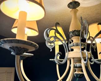 Vintage hand-painted blue & white chandelier (also comes with red shades)