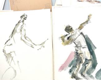 W. B. Park magazine proof - original ink & watercolor - sports figures