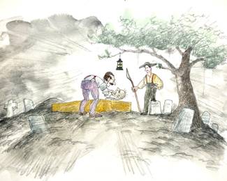 W. B. Park magazine proof - original ink & watercolor - historical