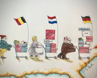 W. B. Park magazine proof - original ink & watercolor - USA import/export