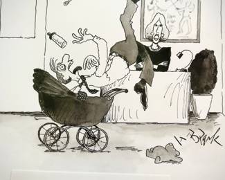 W. B. Park magazine proof - original ink & watercolor - men need help