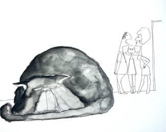 W. B. Park magazine proof - original ink & watercolor - annoyed cat