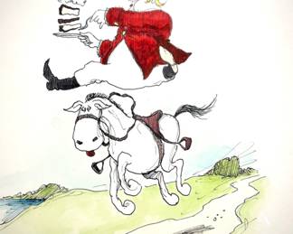 W. B. Park magazine proof - original ink & watercolor - aristocrat eating cake