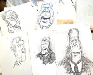 W. B. Park magazine proof - original ink & watercolor - Politicians Gerald Ford, George Bush