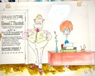 W. B. Park magazine proof - original ink & watercolor - entertainment industry