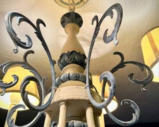 Vintage hand-painted blue & white chandelier (also comes with red shades)