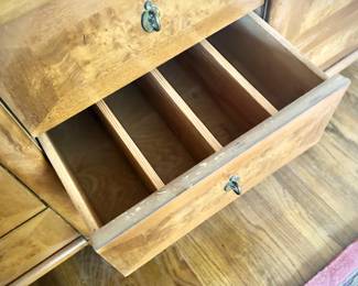 American of Martinsville vintage mid-century modern MCM wood dresser with divided drawer