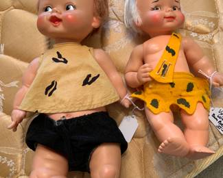 vintage Pebbles and Bam Bam dolls