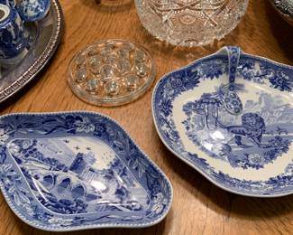 Spode Aesop's Fable and crystal bowls