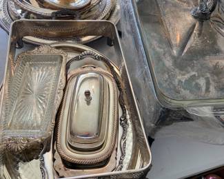 lovely silver plated serving pieces and trays