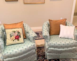 matching upholstered arm chairs by Sherrill