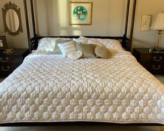 Hickory White Asian style bedroom set, king bed