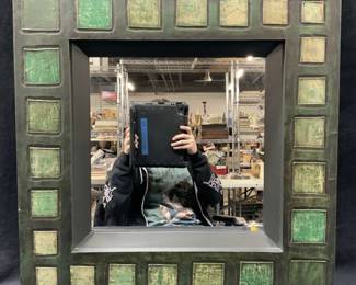 Art Deco Wooden Wall Mirror 2ft
