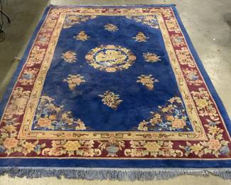 Vintage Handmade Chinese Art Deco Wool Pile Rug
