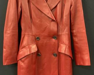 Prada Red Leather Trench Coat, Italy
