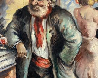 Marcel Prunier Sgd 1956 Man W Dog Oil Painting 22i
