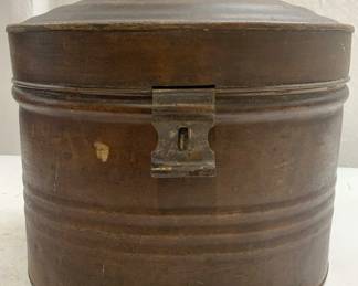 Antique Lidded Metal Box W Handle
