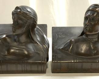 Lot 2 Vtg Bronze BEATRICE & DANTE Bookends

