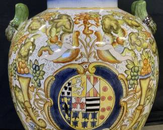 XL Vintage Hand Painted Ceramic Ginger Jar 30in
