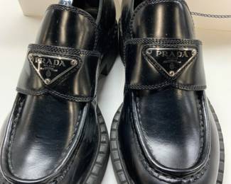 PRADA MILANO Spazzolato Leather Loafer Shoes, bag
