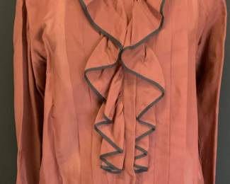 ETRO Burgundy Cotton/Silk Ruffle Top, Italy
