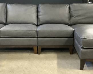 Leather 3 Piece Sectional Charcoal Grey
